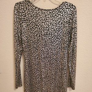 Michael Kors Glittery Silver and Black Print Dress